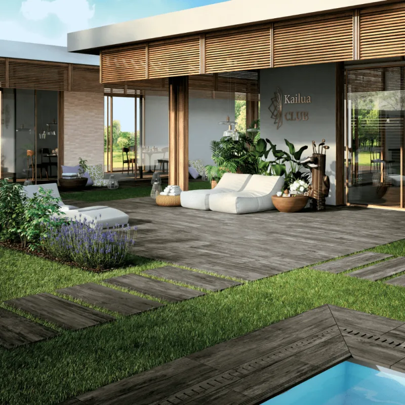 Dalle en grès cérame - RAIL - Graphite - 30x120x2 cm