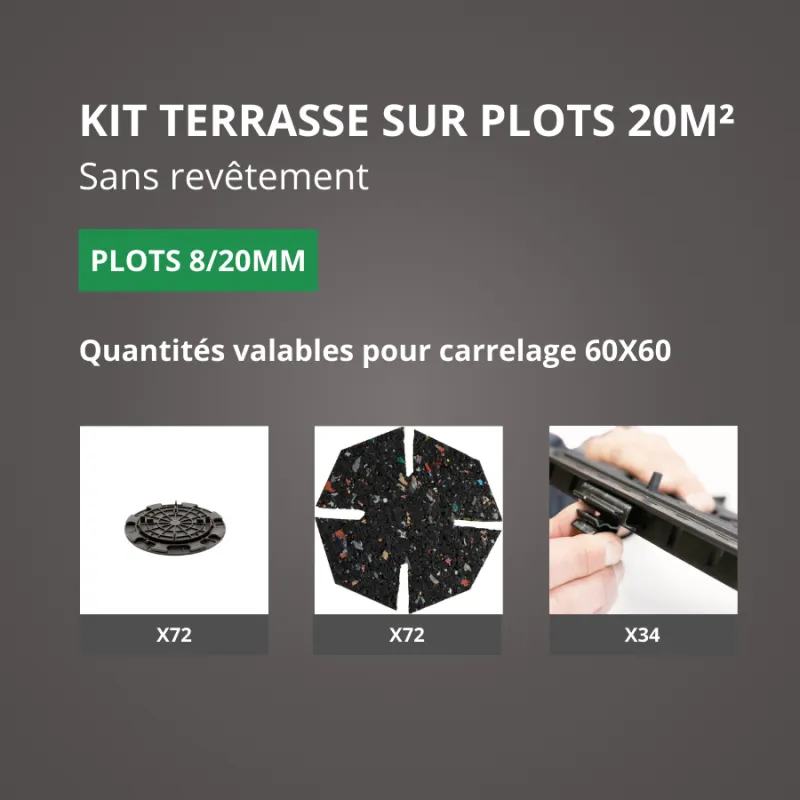 Kit terrasse sans revêtement 20M² Jouplast - sans profilé