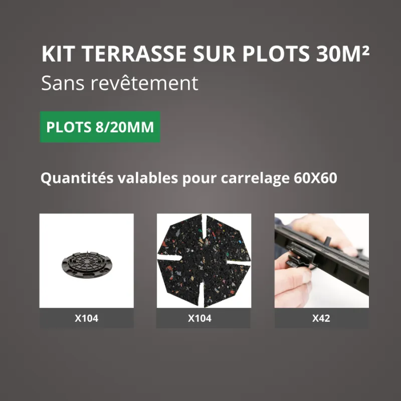 Kit terrasse sans revêtement 30M² Jouplast- sans profilé
