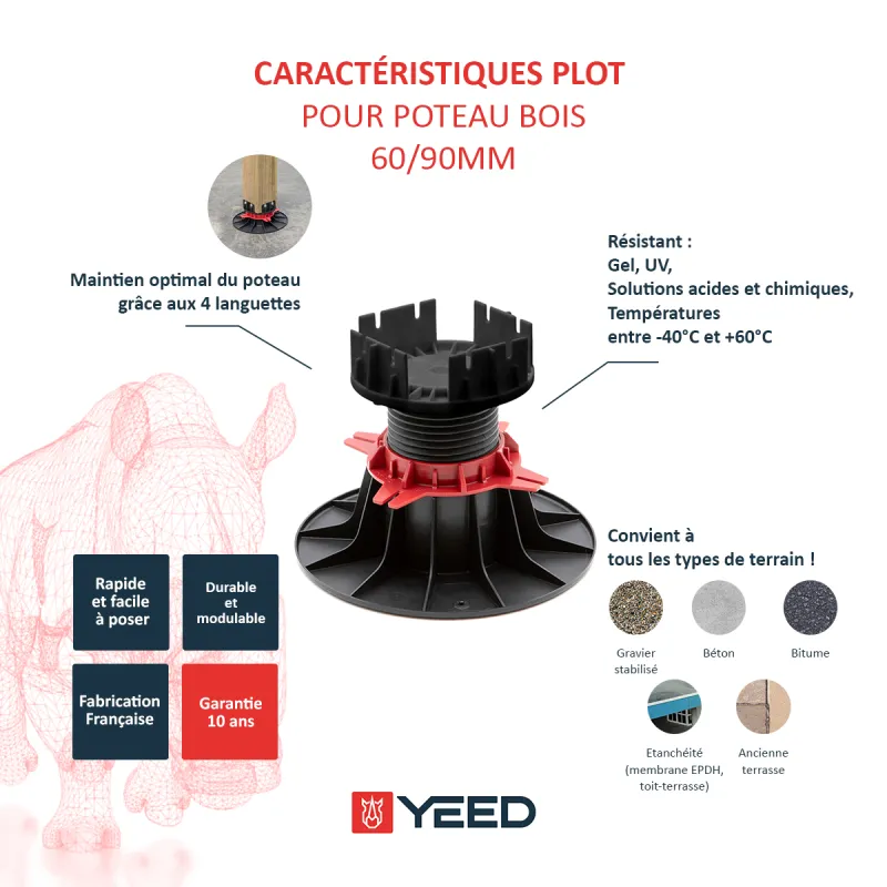 Plot terrasse 60/90 pour poteau YEED