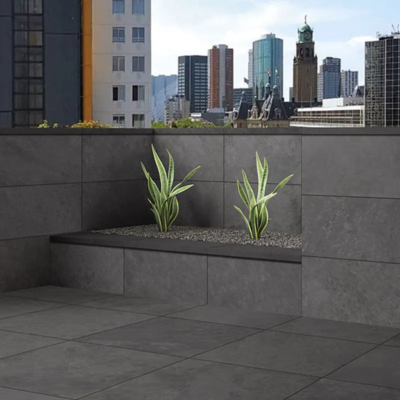 Dalle grès cérame - Gris/Noir - Terra Cerame - 60x60x2cm - Lot de 2