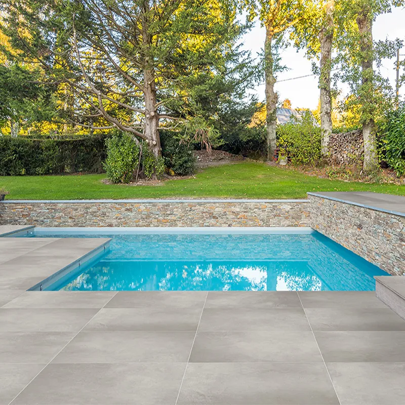 Dalle grès cérame - Gris clair - TERRA CERAME - 60x60x2cm - Lot de 2