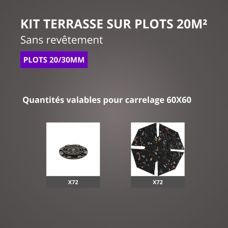 Terrasse carrelage en kit 20M² plots Jouplast - finition gris aluminium