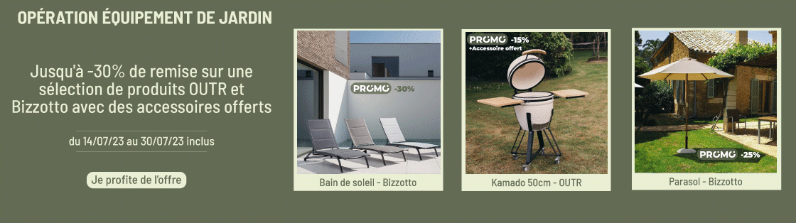 promotions jusqu'à -30% et produits offerts sur les équipements de jardin